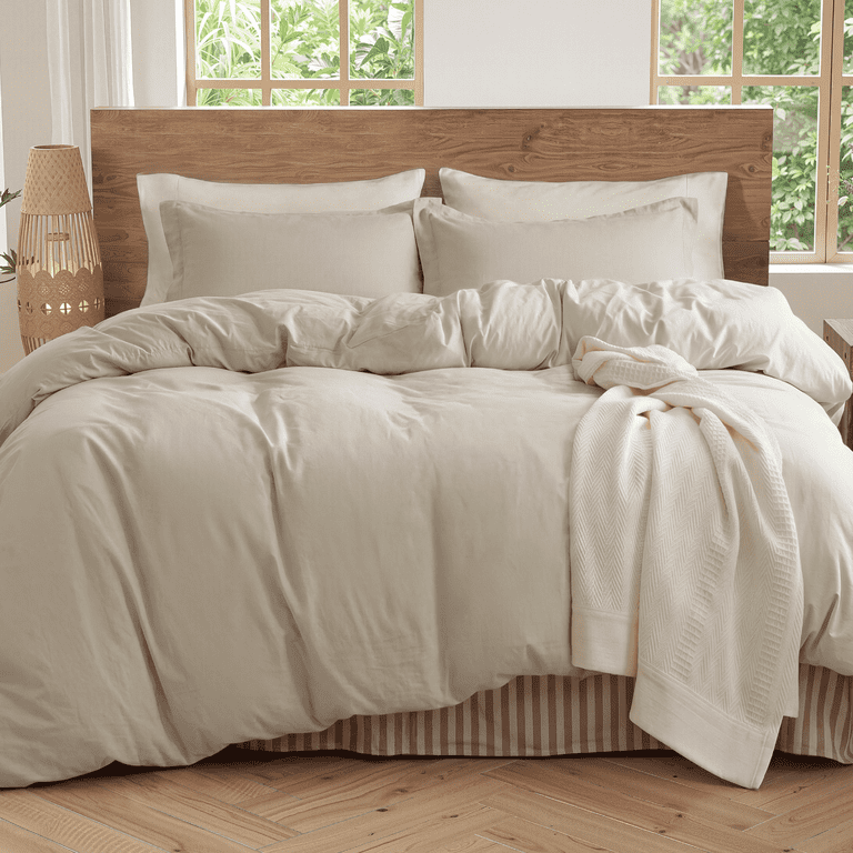 Washed Cotton Duvet Cover King Size Off-White photo 3