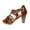 Brown, variant on Fesfesfes Chunky Heels Women's Retro Open Toe Metal Buckle Thick High Heel Buckle Roman Sandals 6.5(38)