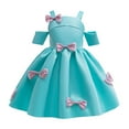 thumbnail image 2 of gljltg Girls' 100% Polyester Chiffon Puff Pleated Dress Breathable Soft Comfort for Daily Travel Birthday Party, 2-10 Years, 2 of 4