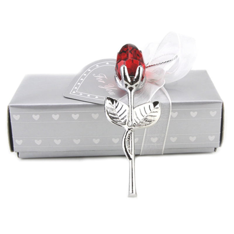 Gifts Lover's Christmas Metal Miniature Flower Rose Ornaments Crystal Wedding 