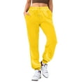thumbnail image 3 of Long Pants for Women Ladies Solid Color Drawstring Elastic Waist Casual Loose Foot Sweatpants, 3 of 5