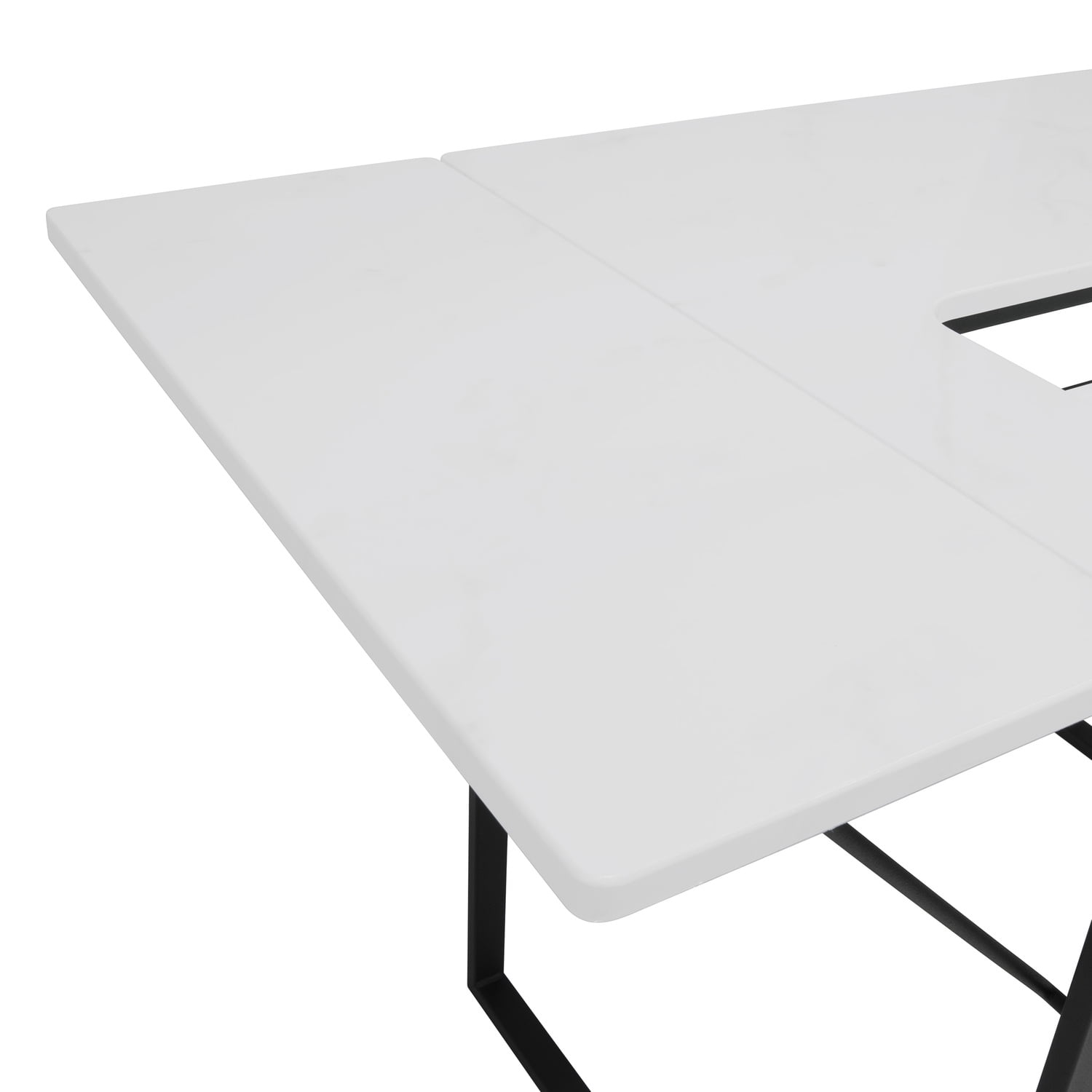 Sew Ready Dart Sewing Machine Table with Folding Top and Adjustable Platform, Black/White