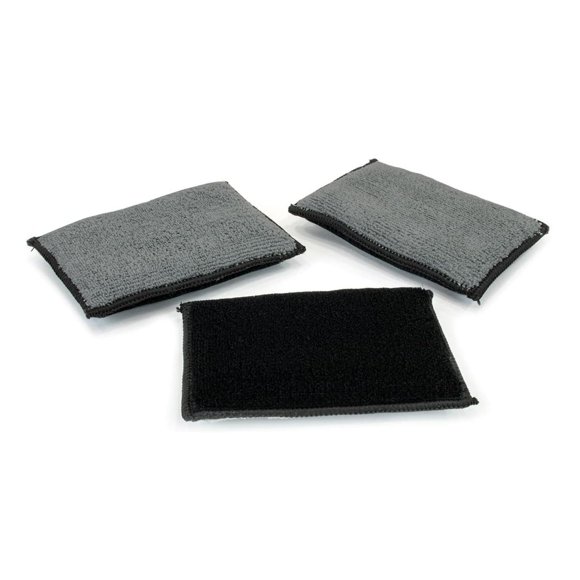 "Double-Sided Car Cleaning Sponge - Microfiber & Soft Brush for Interior Detailing (Set of 3, Grey & Black)"