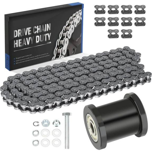 35 Chain Suitable for Mini Bike Coleman CT100U CC100X Baja Doodle Bug DB30 Motovox MBX10 MBX11 Mega Moto MM-B80 105cc Predator 79cc 97cc 100cc Engine Parts with Mini Bike Chain Tensioner (140 Links)