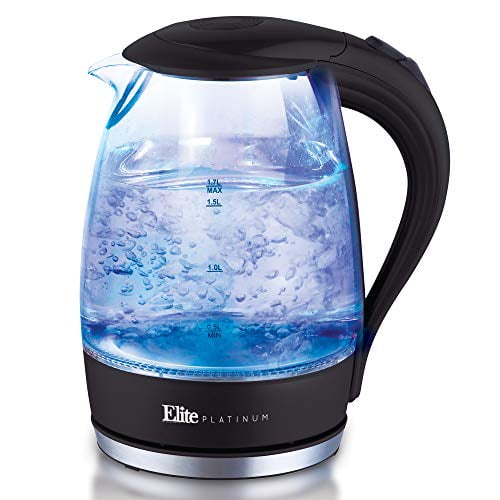 Elite Gourmet EKT1001 Electric BPA-Free Glass Kettle Styli Cordless 360° Base