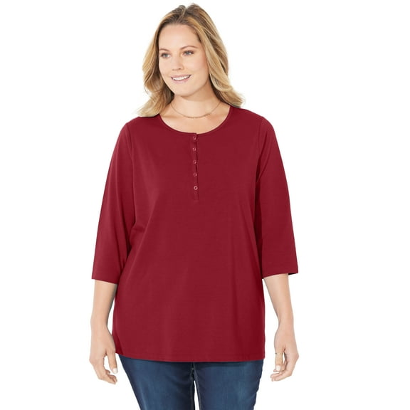 Catherines Women's Plus Size Suprema Snap-Placket Tee