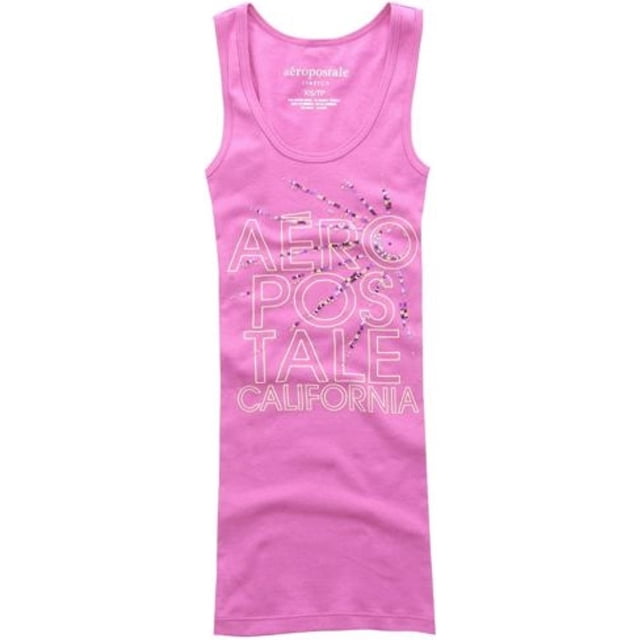Aeropostale Sequence Beaded Cami Tank Top para mujer, rosa, pequeño