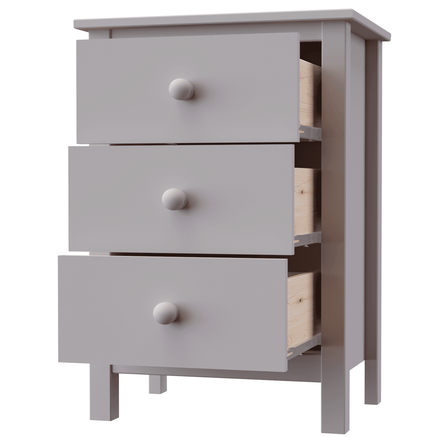 From the Tree Furniture Dorm Room Nightstand with Three Storage Drawers, Solid Pine Wood, Grey
