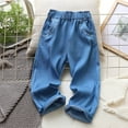 thumbnail image 2 of ZACPNCV Boys Denim Pants Toddler Pull On Lightweight Jeans School Pants with Pocket Gifts Dark Blue 5-6 Years, 2 of 6