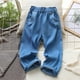 thumbnail image 2 of Odeerbi 5-12 Años Niños Niñas Jeans de Pierna Ancha Pantalones de Vaquero Suaves Lindos Pantalones de Pierna Recta de Verano Pantalones de Vaquero Con Bolsillo, 2 of 5