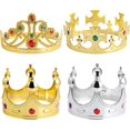 thumbnail image 1 of 4 Uds. Corona dorada real de rey y reina, Tiara de princesa de plástico, accesorios para disfraz, sombrero de fiesta, 1 of 1