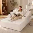 thumbnail image 2 of Leumius Oversized Chaise Lounge Chair Indoor,67'' Faux Fur Upholstered Boneless Sofa Bed,Deep Seat Sleeper Cloud Sofa with Cup Holders & 3 Pillows for Living Room, No Assembly Required,White, 2 of 14