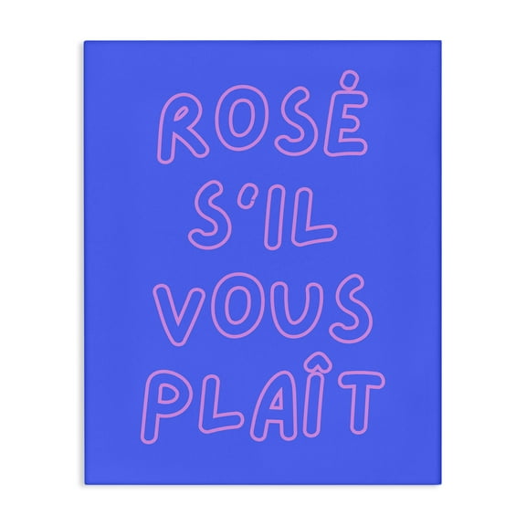 Stupell Industries Rosé Please Phrase Food & Beverage Painting Wrapped Canvas Art Print Wall Art, 16 x 20