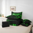 thumbnail image 4 of 7Pcs Gamer Comforter Set Full,Gaming Bedding Comforter Set,Video Games Gamepad Bed In A Bag Neon Glowing Square Geometric Grid Green Bed Sets With Comforter And Sheets, 4 of 6