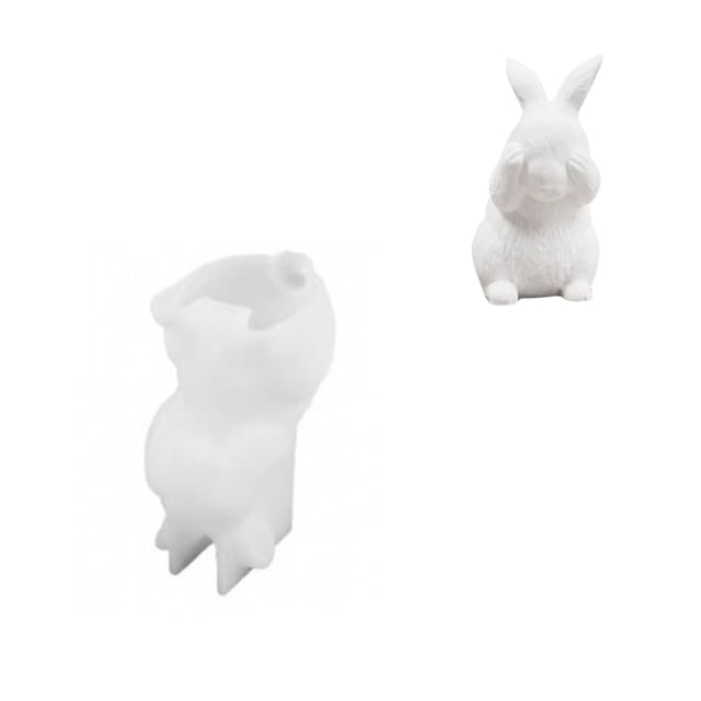 zhangmingg DIY Silicone for Creating Standing Rabbit Decorative Handmade Gypsum Cement Aromatherapy Candle Easter Craft