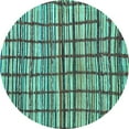 thumbnail image 1 of Ahgly Company Indoor Round Abstract Turquoise Blue Modern Area Rugs, 7' Round, 1 of 4