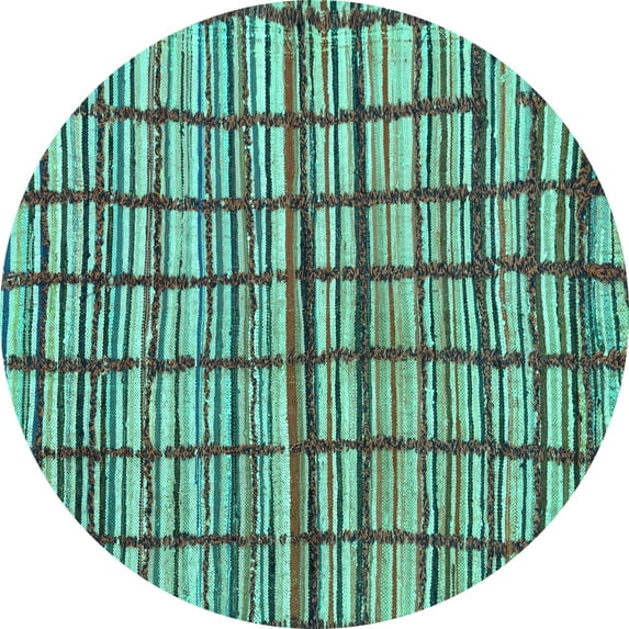 Ahgly Company Indoor Round Abstract Turquoise Blue Modern Area Rugs, 7' Round