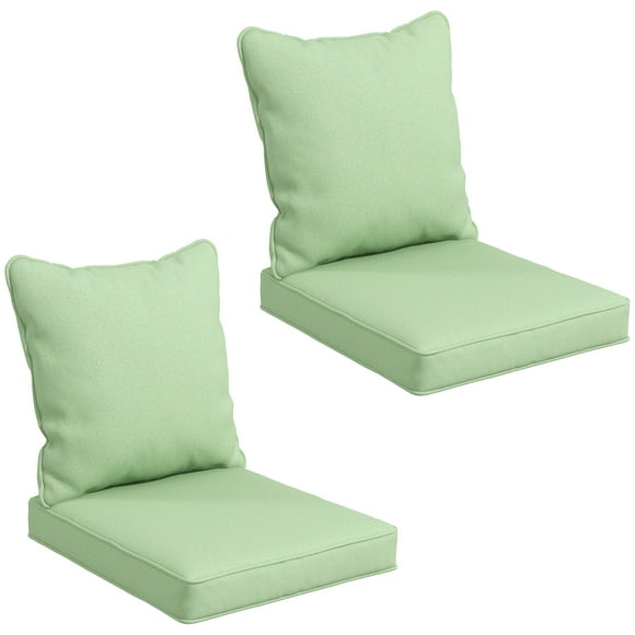 Outsunny Seat Cushion Back Pillows Replacement Set of 2, Patio Chair Cushions Set for Indoor Outdoor, Green