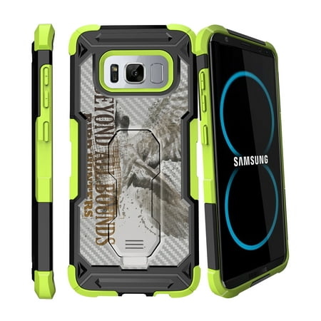 Case for Samsung Galaxy S8 [ UFO Defense Case ][Galaxy S8 SM-G950][Green Silicone] Carbon Fiber Texture Case with Holster + Stand Hunting