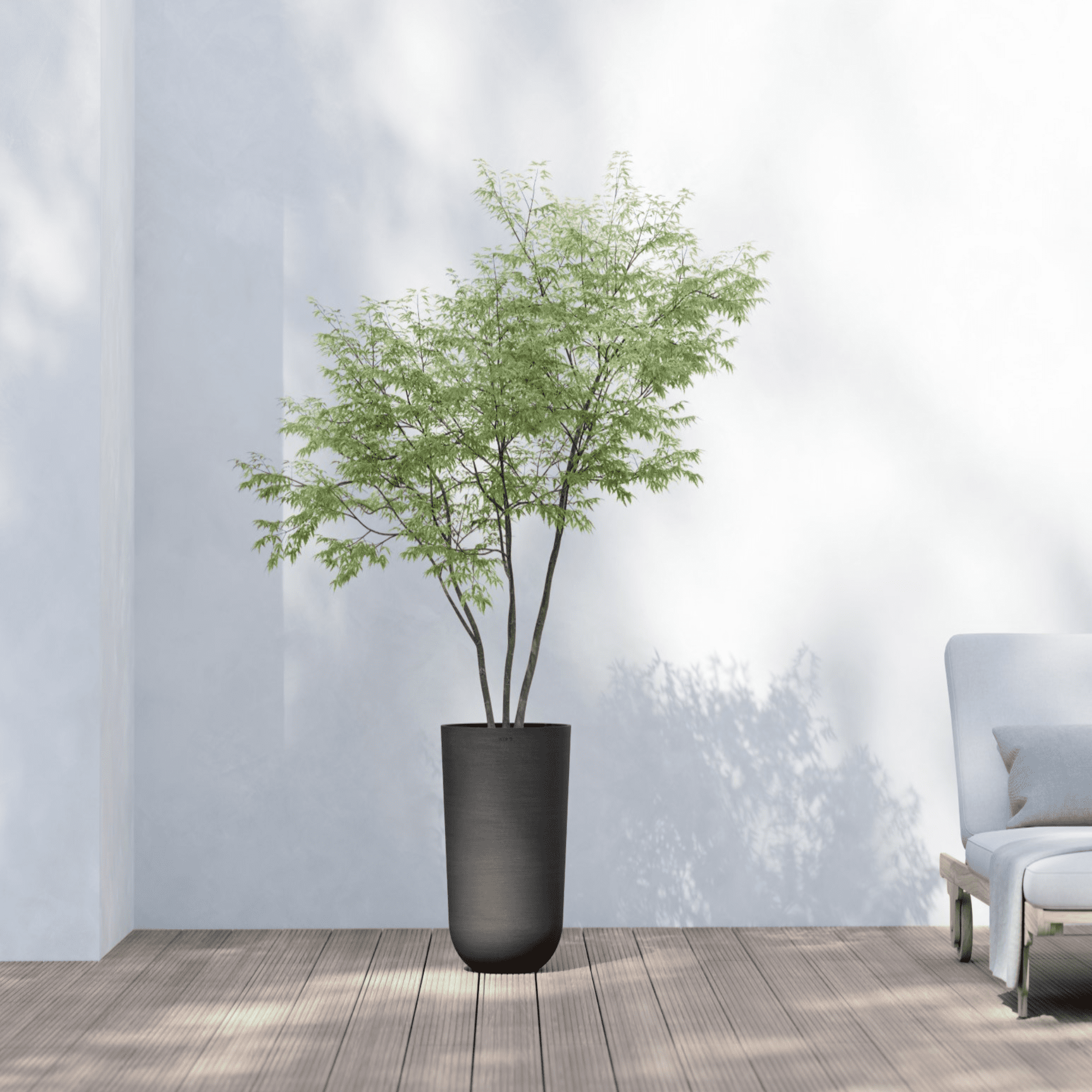 Ecopots Oslo High Durable Modern Round Indoor/Outdoor Recycled Based Composite Flower Pot Planter, Dark Grey, 20.5"