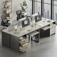 thumbnail image 3 of Bestier 55 inch Computer Desk with Drawers Keyboard Tray Home Office Desk, 3 of 11