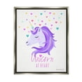 thumbnail image 3 of Stupell Industries Unicorn At Heart Phrase Pastel Purple Hearts Pattern Graphic Art Luster Gray Floating Framed Canvas Print Wall Art, Design by Diane Neukirch, 3 of 5