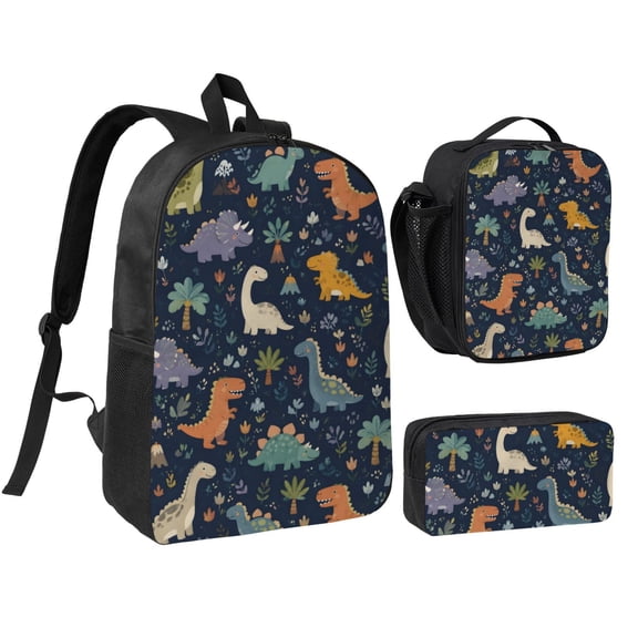 Cute Dinosaur Backpack Set 3pc Including Backpack, Lunch Bag and Pen Bag Combination