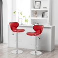 thumbnail image 7 of YRLLENSDAN Adjustable Bar Stools Set of 2 with Back and Footrest Comfy Curved Bar Chairs Set of 2 Kitchen Island Chairs with Metal Base Leather Upholstered Swivel Counter Height Stools,Red, 7 of 7