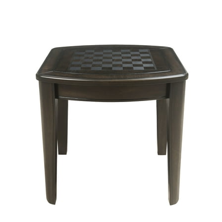 Steve Silver Diletta Wood Game End Table with Chessboard, Dark Walnut