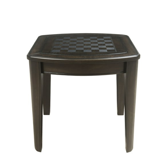 Steve Silver Diletta Wood Game End Table with Chessboard, Dark Walnut