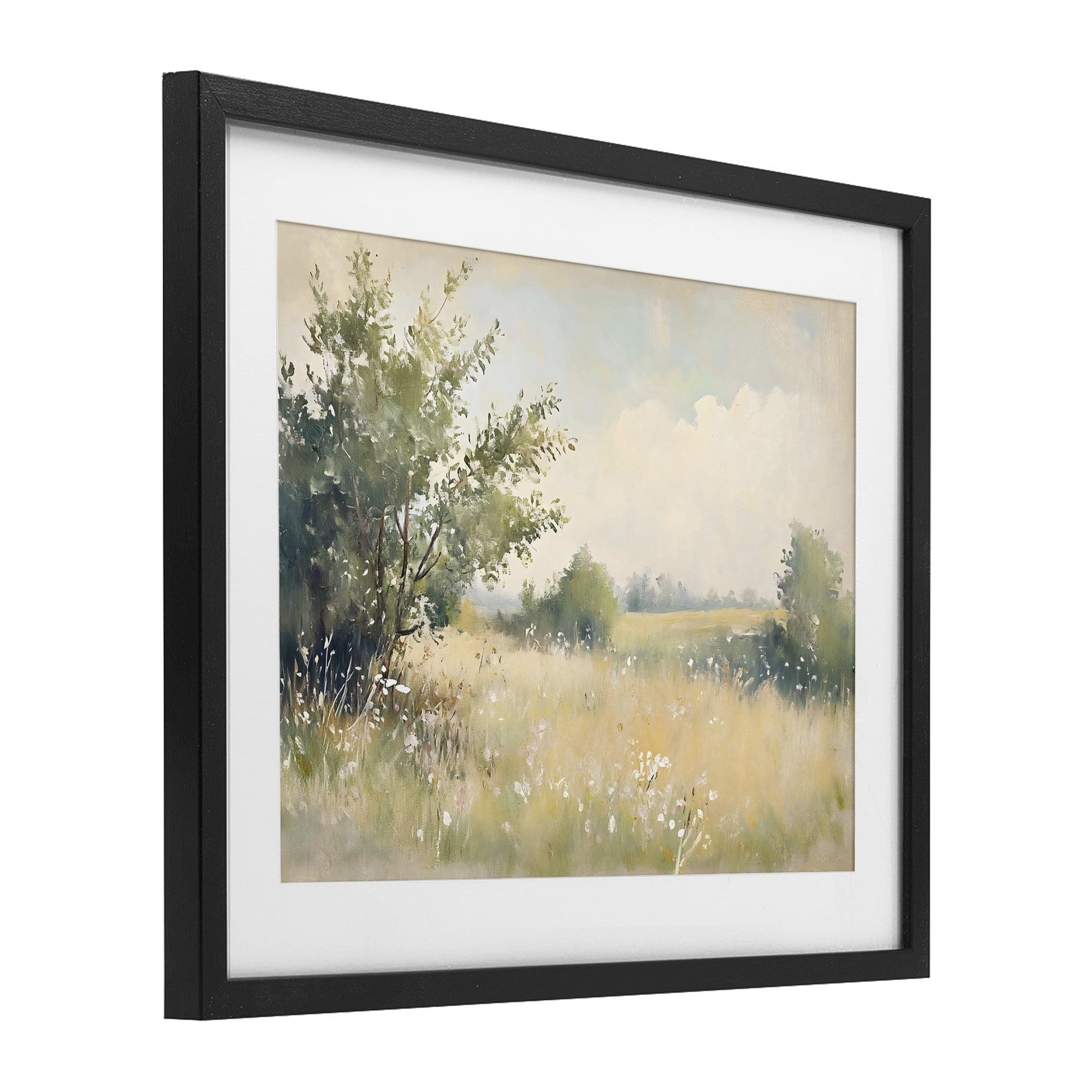 Stupell Industries Summer Meadow in Soft Light Black Framed Print Under Glass, design by Creative Studio