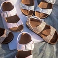 thumbnail image 6 of Gyujnb Girls Rose Gold Glitter Toe-Loop Sandals Adjustable Buckle Cork Footbed Summer Casual Shoes,9-9.5 Years, 6 of 8