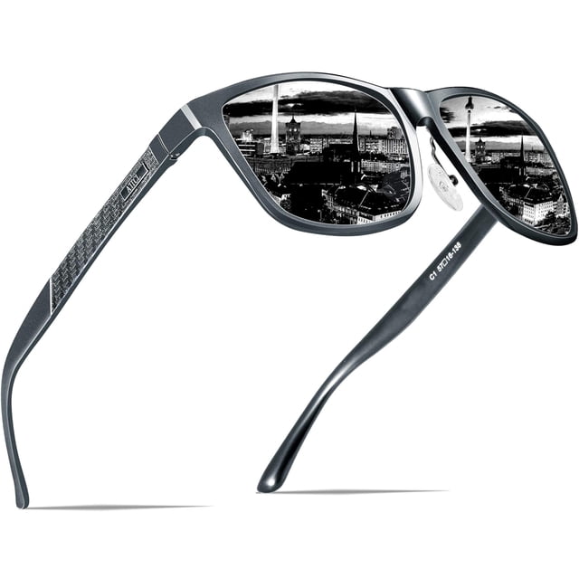 Gafas de sol polarizadas ATTCL 18587 con armazón metálico gris para hombre