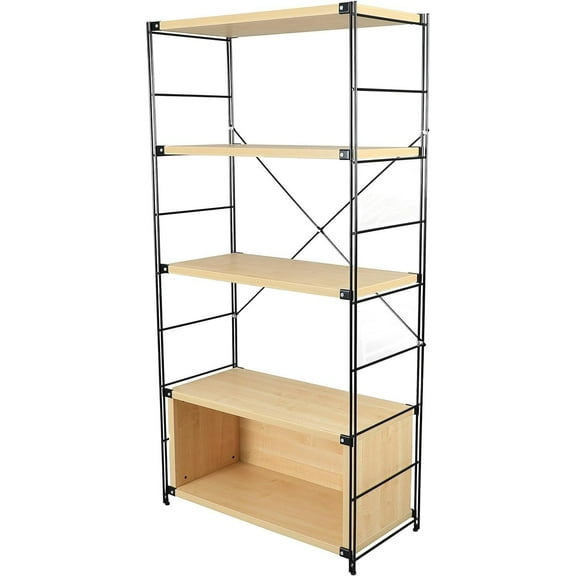 Modern Bookcase - Industrial Bookshelf with Steel Frame & Shelves - Home Office Storage