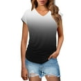 thumbnail image 2 of Women’s Sexy Short Sleeve Sequin Blouse, Loose Fit Solid V-Neck Shirt, Gradient Print Casual Top for Daily Wear, Elegant V-Neck Short Sleeve Shirt for Summer, Stylish Women's Fashion Blouse, 2 of 8