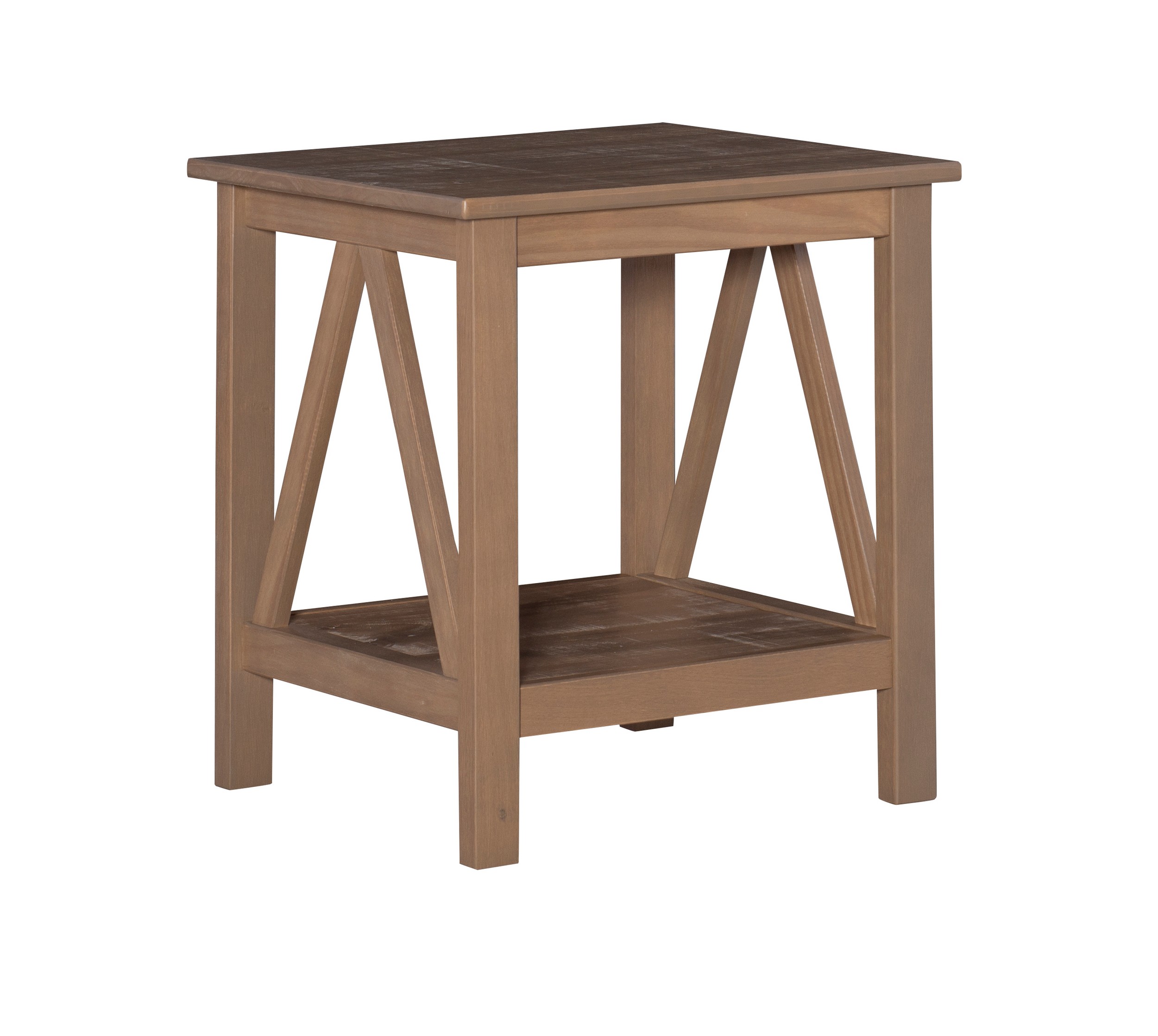 Linon Titian End Table with Bottom Shelf, 22 inches Tall, Rustic