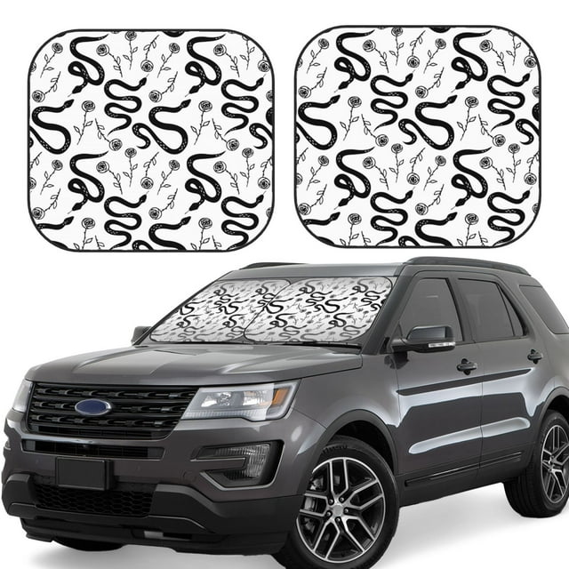 Vsdgher Hand Drawn Snake Print Car Windshield Sun Shade, Reflective Sunshade Window Sunshade Sun Visor Protector Fit for Cars,Trucks,SUVs-Medium