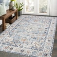 thumbnail image 5 of Haperlare 5 x 7 Vintage Bohemian Distressed Rug Oriental Floral Printed Rug Boho Chenille Soft Floor Cover for Living Room Bedroom Non-Slip Low Pile Rug, Blue/Beige, 5 of 5