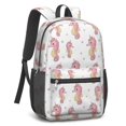 thumbnail image 2 of Unicorn and Seahorse White Pattern 17" Waterproof Oxford School Backpacks for Teens, S-Shape Padded Straps, for School, Travel, Hiking, Camping, 2 of 5
