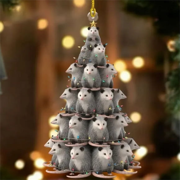 xihome Adornos navideños acrlicos para rbol con asa para colgar, conjunto de decoracin festiva para interiores, diseño de ardilla caprichosa