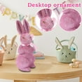 thumbnail image 5 of 8.66 Inch Easter Bunny with Bowtie Plush Flocked Rabbit Figurine Desktop Gift for Table Living Room Home Party Spring Decor 2 Pcs, 5 of 7
