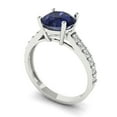 thumbnail image 2 of Solitaire with Accents Engagement Ring for Women - 2.3ct Simulated Blue Sapphire in 18K White Gold Promise Ring, 2 of 6