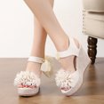 thumbnail image 6 of Weloille New Summer Thick-soled Sandals For Women Bohemian Wedge Heels Lace Fish Mouth Bow Sandals For Women, 6 of 6