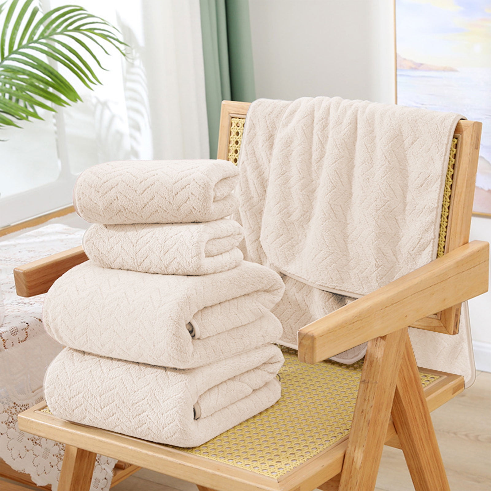 TACILIP 8 Pieces Of Velvet Square Towel Towel Bath Towel Plain Household Bath Wash Face Wipe Dry Absorbent Soft Household Set Towel Set, Gifts for Women