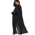thumbnail image 3 of Women Full Length Thick Maxi Cardigan Duster Long Sleeve Open Front Sweater With Pockets Coat Tops, 3 of 4
