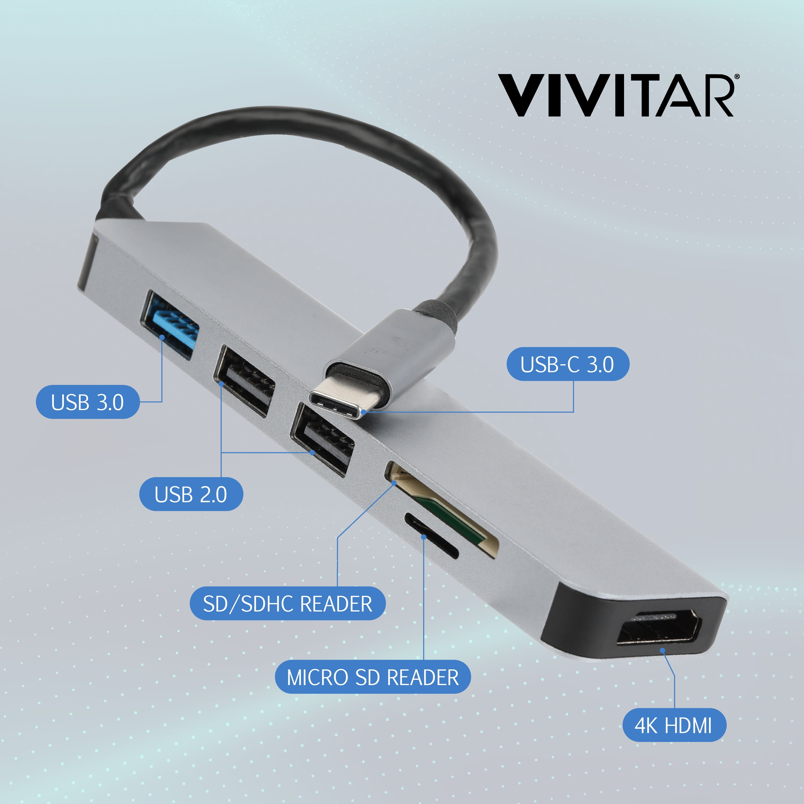 Vivitar Multi-Port USB Hub with SD, Micro SD, and HDMI