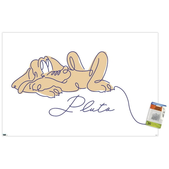 Disney Simple Moments Line Art - Pluto Wall Poster with Pushpins, 22.375" x 34"