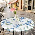 thumbnail image 6 of Spring Blue Floral Round Tablecloth for 45-54 Inch Tables,Fitted Table Cover with Elastic Edge,Ombre Garden Flower Botanical Blooms Waterproof Outdoor Table Cloth Protector for Patio Garden Dinner, 6 of 9