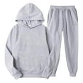 thumbnail image 3 of CPNG Teens Kids Unisex Boys Girls Sweatsuit 2 Piece Set Fleece Lined Sweatsuits Hoodie Sweatshirts and Sweatpants Set(Grey,17-18 Years), 3 of 3