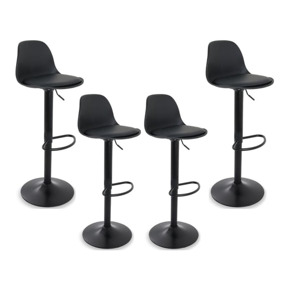 Set 4 Bancos Altos Bar Cocina Barra Con Reposapiés Practiksa